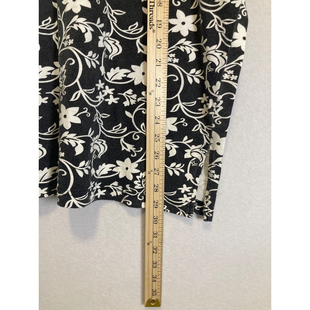 Cottagecore Blair Women XLG Black White Floral Vine Knit Short Sleeve Scoop Top - Picture 5 of 8